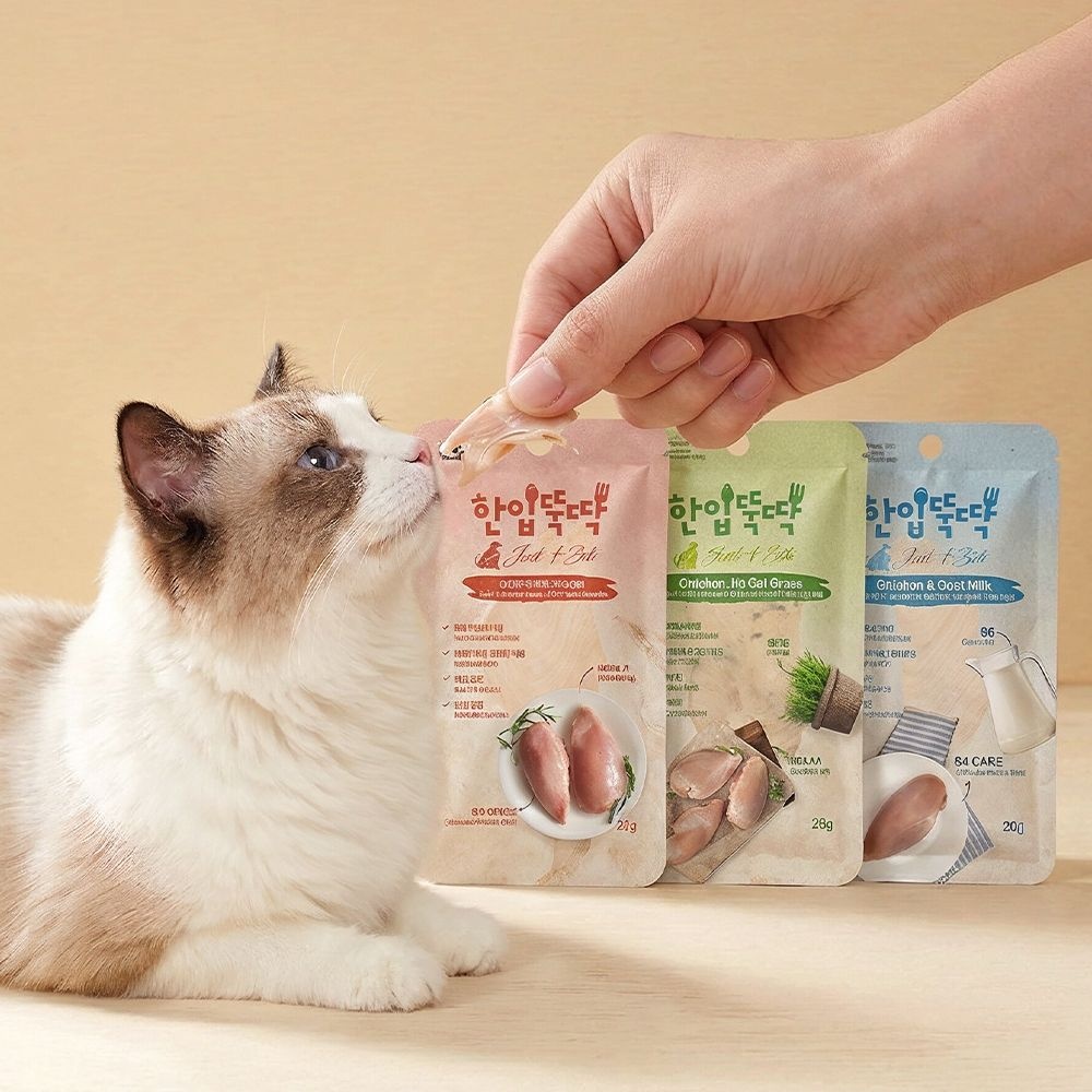 [체험가 0원~10/9]한입뚝딱 촉촉순살 닭가슴살 고양이 간식 대용량 콤보 22g x 5개(110g)