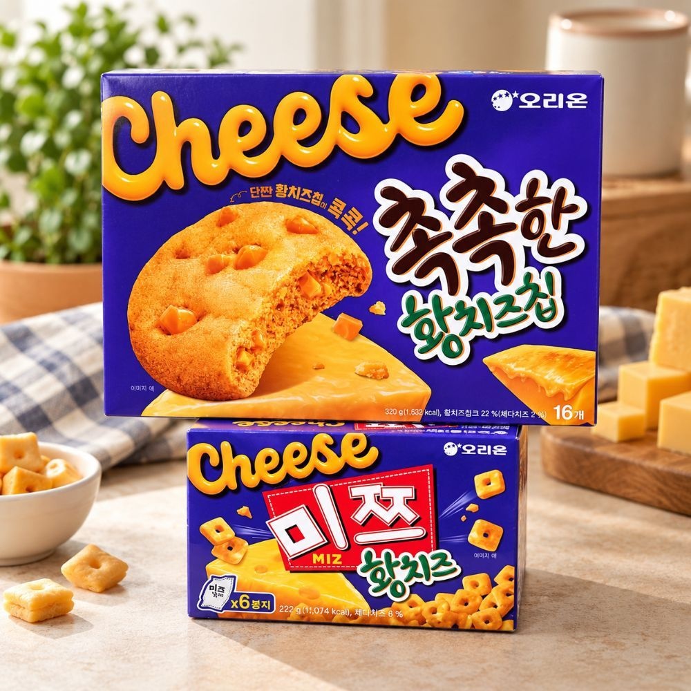 오리온 촉촉한 황치즈칩 16개입 320g 1박스 미쯔 황치즈 6봉입 222g 1박스 2종세트