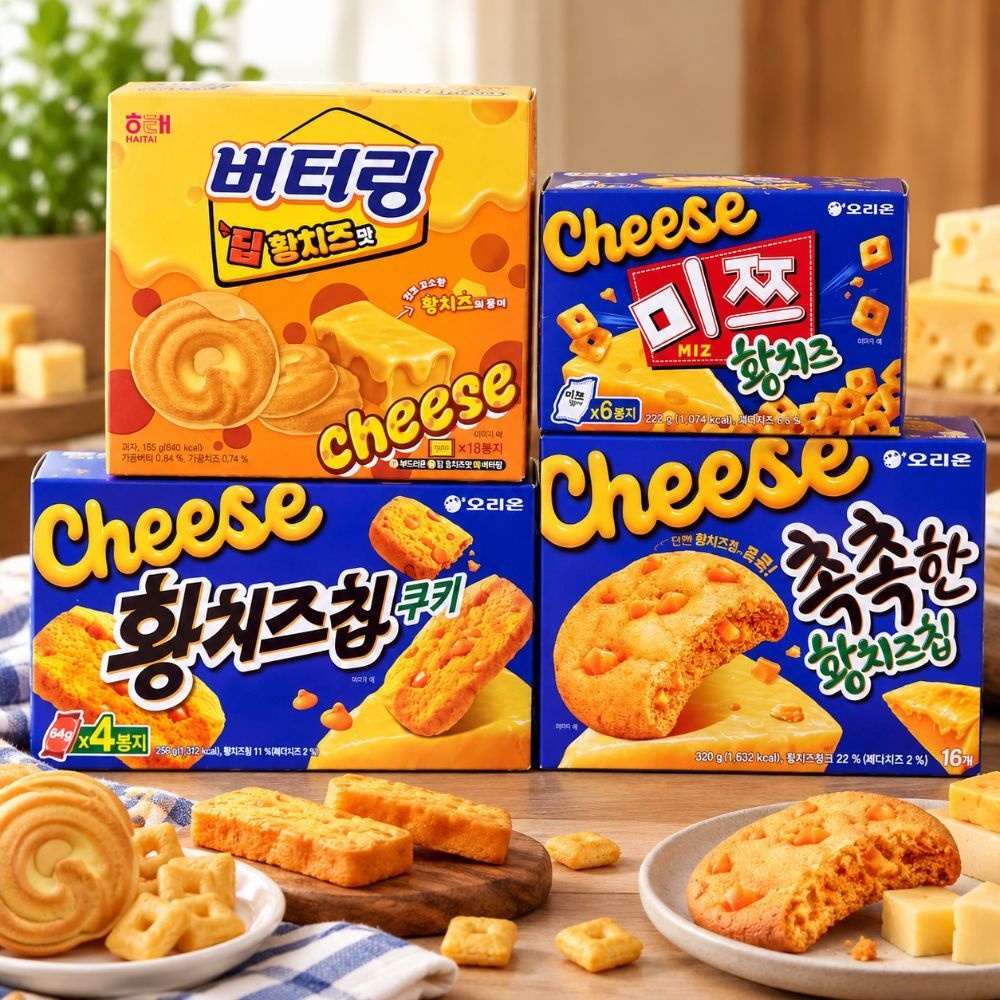 오리온 촉촉한 황치즈칩 미쯔 버터링 쿠키 황치즈 4종세트