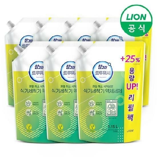 참그린 트루워시 식기세척기 세제 1.15L 리필형 7개 린스 성분 구연산소다 ...