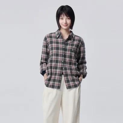 와펜 체크 블라우스_BABLE4661RD