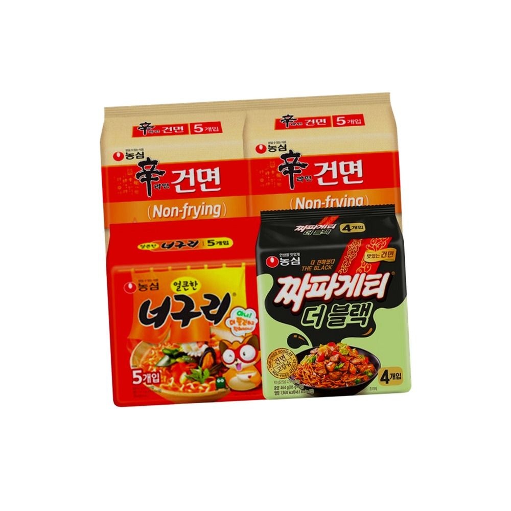신라면건면 10입 + 너구리 5입 + 짜파게티 더블랙 4입 (총 19입)