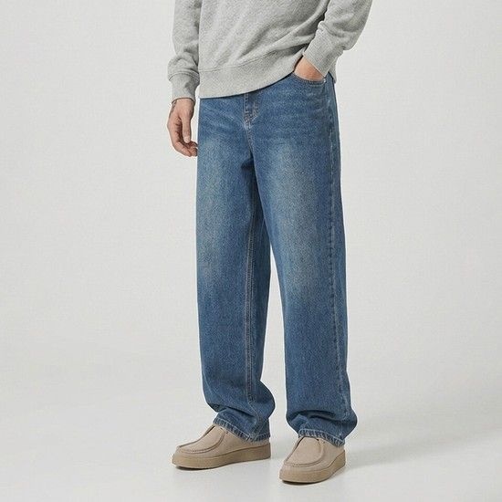 남성 캣브러쉬 워싱 스트레이트 데님팬츠_247(10580-055-606-10)