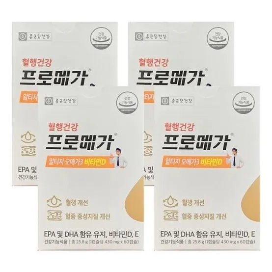 [종근당] 건강 프로메가 알티지 오메가3 비타민D 430mg x 60캡슐 4박스 HIS (16729050)