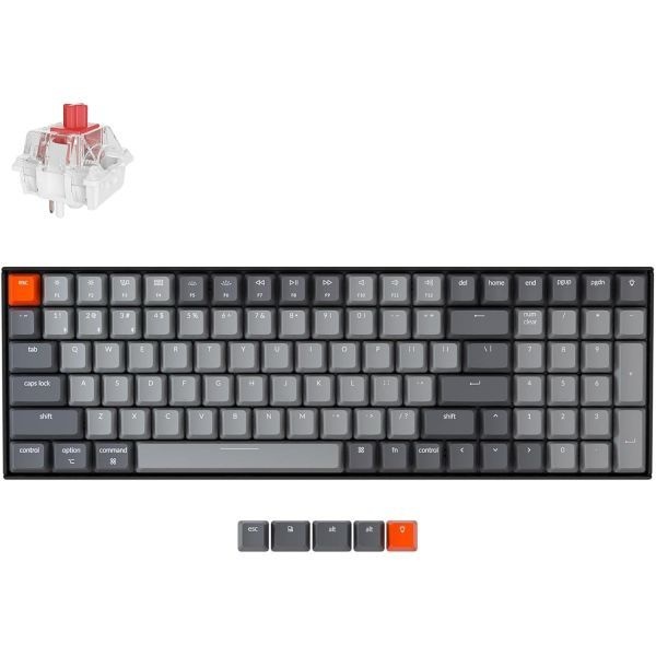 Keychron [해외] Keychron 키크론 K4 96% 레이아웃 100키 무선 블루투스 5.1 유선 USB 기계식 게이밍 키보드 슈퍼 Red 스위치 화이트 LED 백