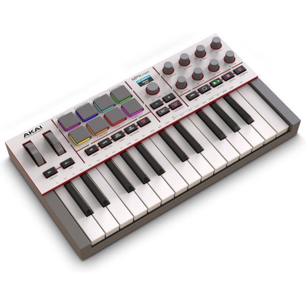 Akai Professional [해외] 초보자와 프로듀서 AKAI 아카이 Professional MPK Mini IV USB C MIDI 키보드 컨트롤러 MPC 드럼 패드 360° 노브 피치 모듈레이