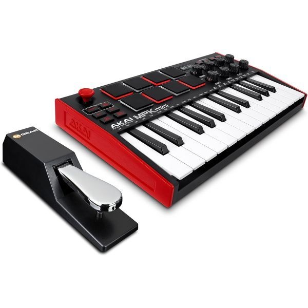 Akai Professional [해외] AKAI 아카이 MPK Mini MK3 MIDI 키보드 컨트롤러 M Audio SP2 서스테인 페달 MPC Beats 소프트웨어 제품군 포함 비트 메이커