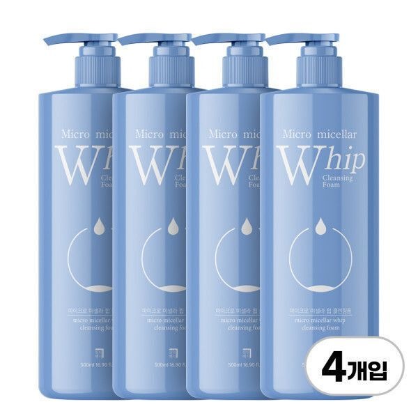 살림백서 마이크로 미셀라 휩 폼클렌징 500ml 4개입 대용량 저자극 미세거품 클렌징폼