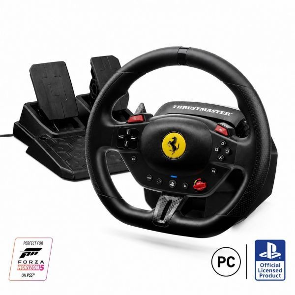 Thrustmaster [해외] 트러스트마스터 T98 Ferrari 296 GTB 레이싱 휠 페달 세트 PS5 PS4 PC와 호환 203366
