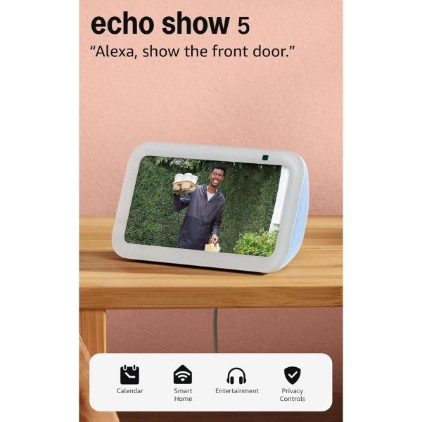Amazon Echo &amp; Alexa [해외] 아마존 에코 쇼 5 최신 모델 알렉사 얼리 액세스 지원 스마트 디스플레이 2배 강화된 저음과 더욱 선명한 사운드