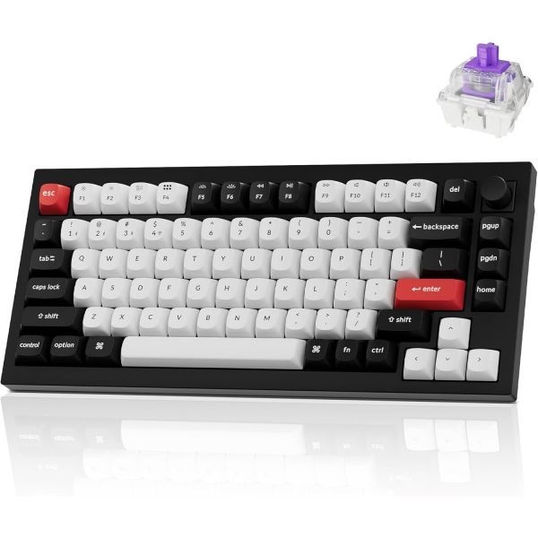 Keychron [해외] Keychron 키크론 Q1 HE 무선 커스텀 기계식 키보드 홀 효과 Gateron 더블 레일 마그네틱 스위치 빠른 트리거 QMK 2.4GHz Blue