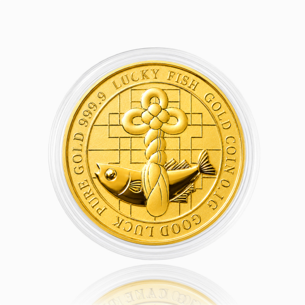 [한국금다이아몬드거래소] [한국금다이아몬드] 순금 행운 액막이 명태 코인 골드바 24K 0.1g