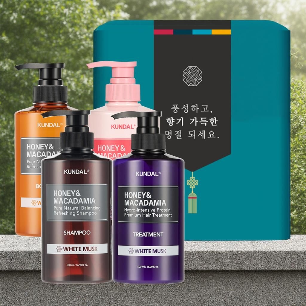 [오늘출발] 쿤달 헤어바디 4구 명절 선물세트 C 화이트머스크향 1세트