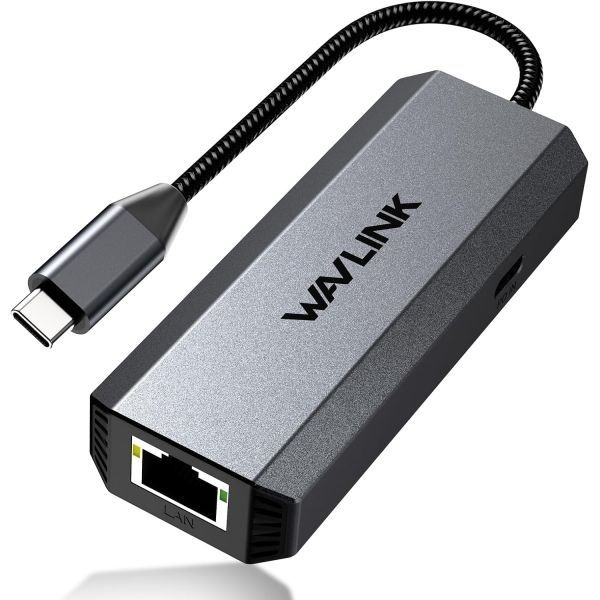 WAVLINK [해외] WAVLINK USB C 이더넷 어댑터 2.5Gbps 95W 전원 공급 노트북용 RJ45 네트워크 변환기 썬더볼트 4 3 호환 Windows Mac OS iPad 등