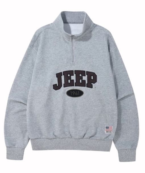 JEEP [매장정품] 지프 JEEP 빅 IVY 로고 하프집업 맨투맨 (JR5TSU836MG) QKC6PZI 310K6N6 JR5TSU836MG