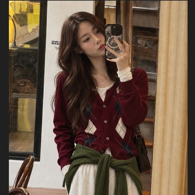 [롯데단독] 아가일 니트 가디건 PS7OKB07