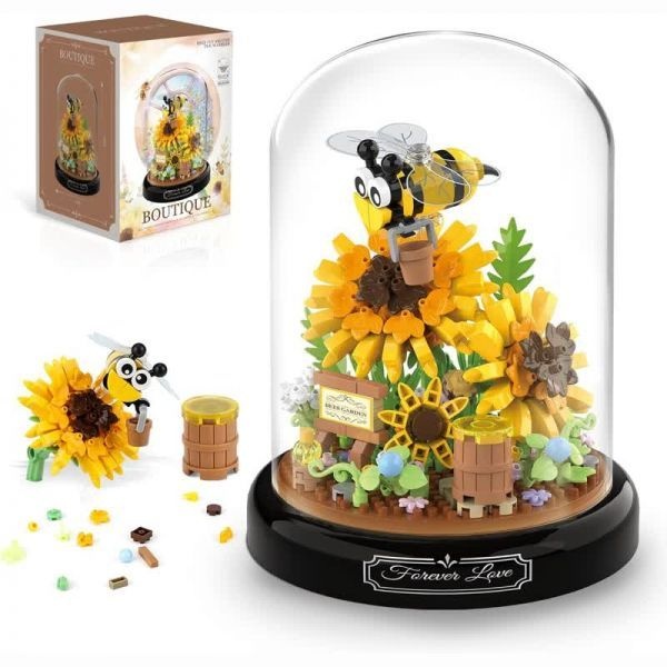 QLT QIAOLETONG [해외] QLT QIAOLETONG 꿀벌 꽃다발 블록 548PCS 나노블럭 성인 식물 선물
