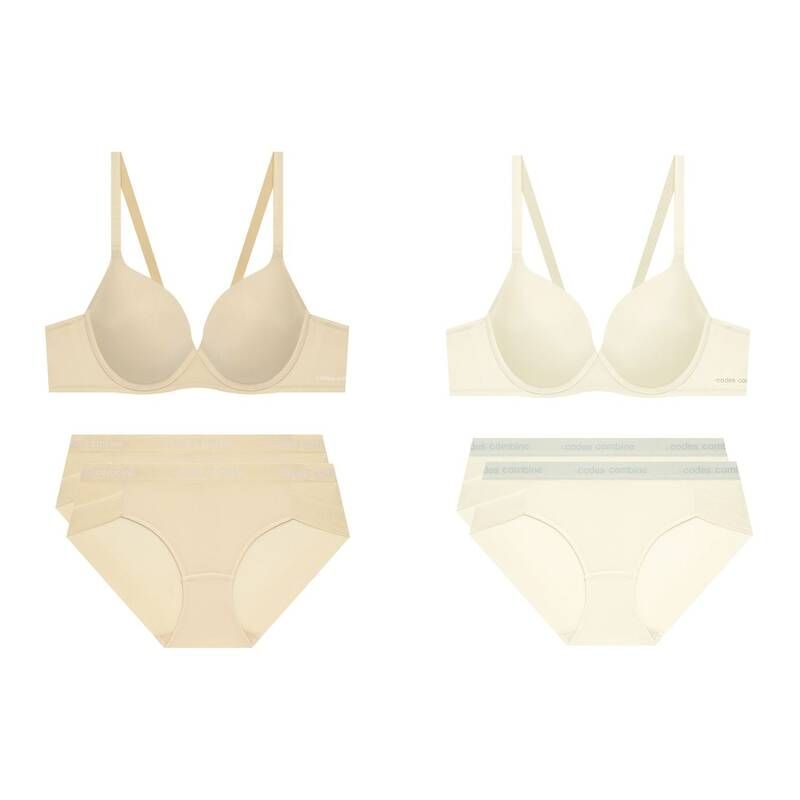 코데즈컴바인 이너웨어 코데즈컴바인 이너웨어 데일리 베이직 브라1팬티2 2세트CFWBRBPBP861SKCRM12 VDI385