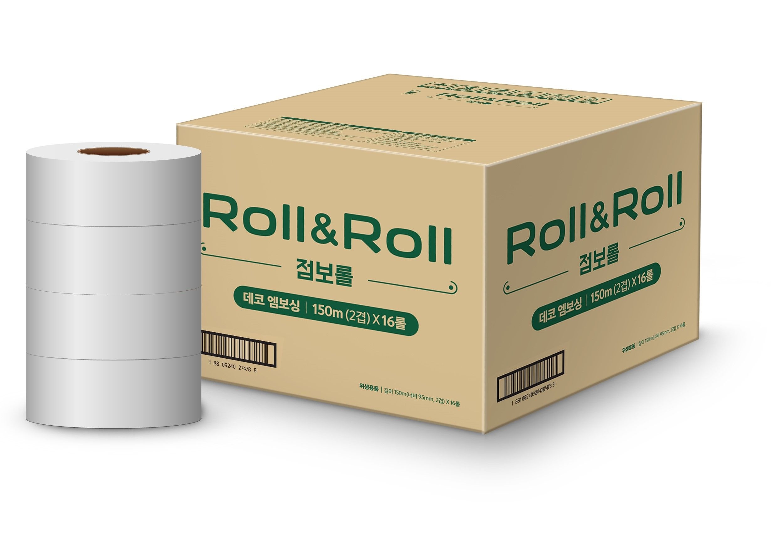 롤앤롤 대용량 롤앤롤 점보롤 화장지 2겹 16롤 업소용 휴지 티슈