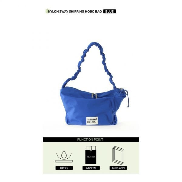마스마룰즈 MASMARULEZ Nylon 2way shirring hobo bag_Blue5014258936 124562