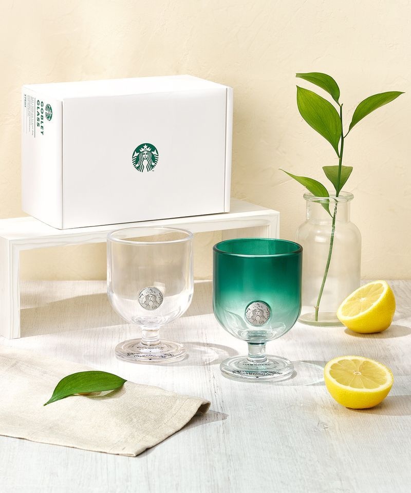 STARBUCKS 스타벅스 디어유 고블렛 투명 & 그린 276ml 2P 세트 12L750 27C019