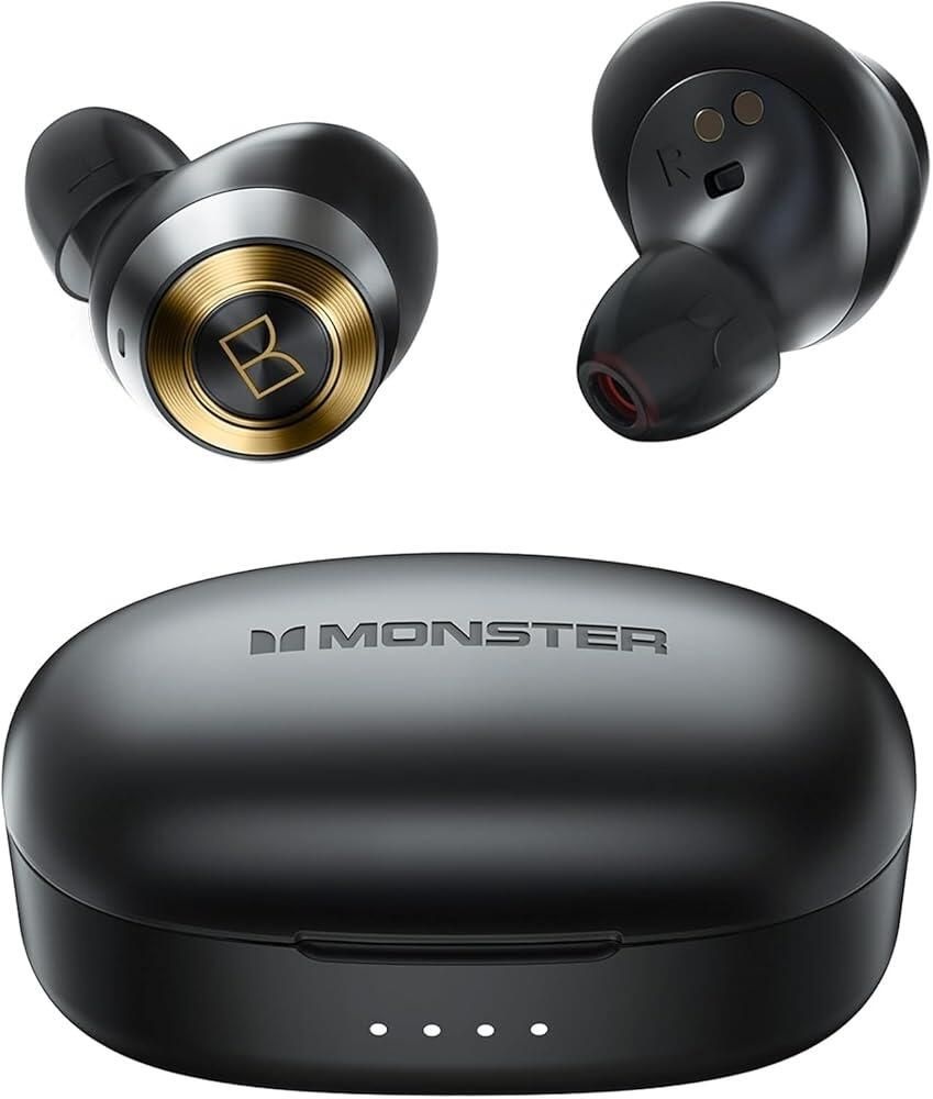 Monster [해외] Monster 100 AirLinks 무선 이어버드, 트루 와이어리스 이어버드 블루투스 헤드폰, 이어폰 인이어 내장 마이크 헤드셋,