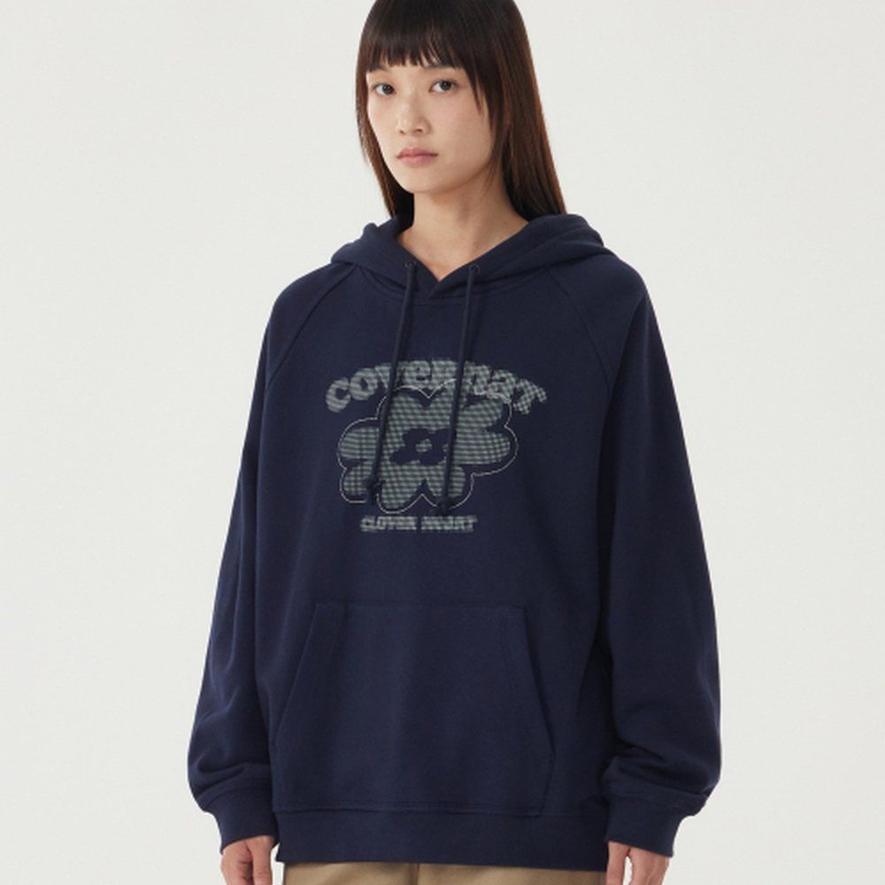 BCAVE 커버낫 [백화점정품] 커버낫 우먼 오버핏 클로버 그래픽 후디 Dark Navy CO2503HD71DN YBB713
