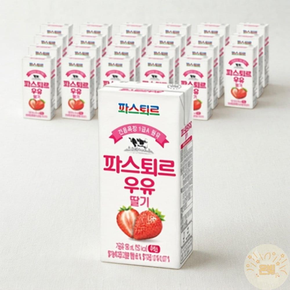 롯데푸드 온빛마켓 파스퇴르 딸기우유 24팩 워크샵간식 아이들음료