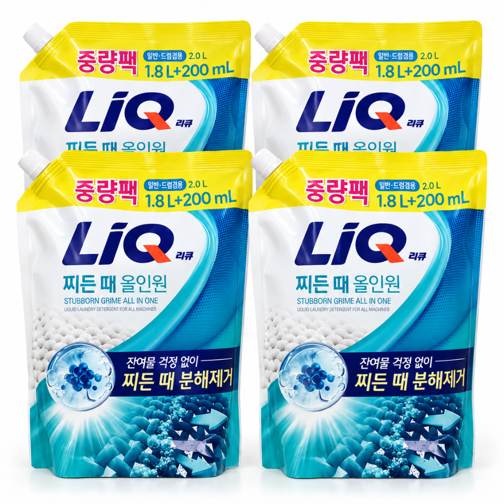 리큐 (대용량 증량팩) 리큐 찌든때 올인원 2L (1.8L+200ml) 4개 일반/드럼겸용