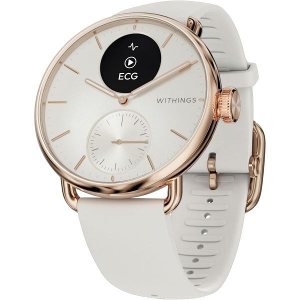 Withings [해외] 위딩스 스캔워치 2 하이브리드 스마트워치 운동 모니터링 피트니스 트래커 사이클 수면 GPS 30일 배터리 수명 안드