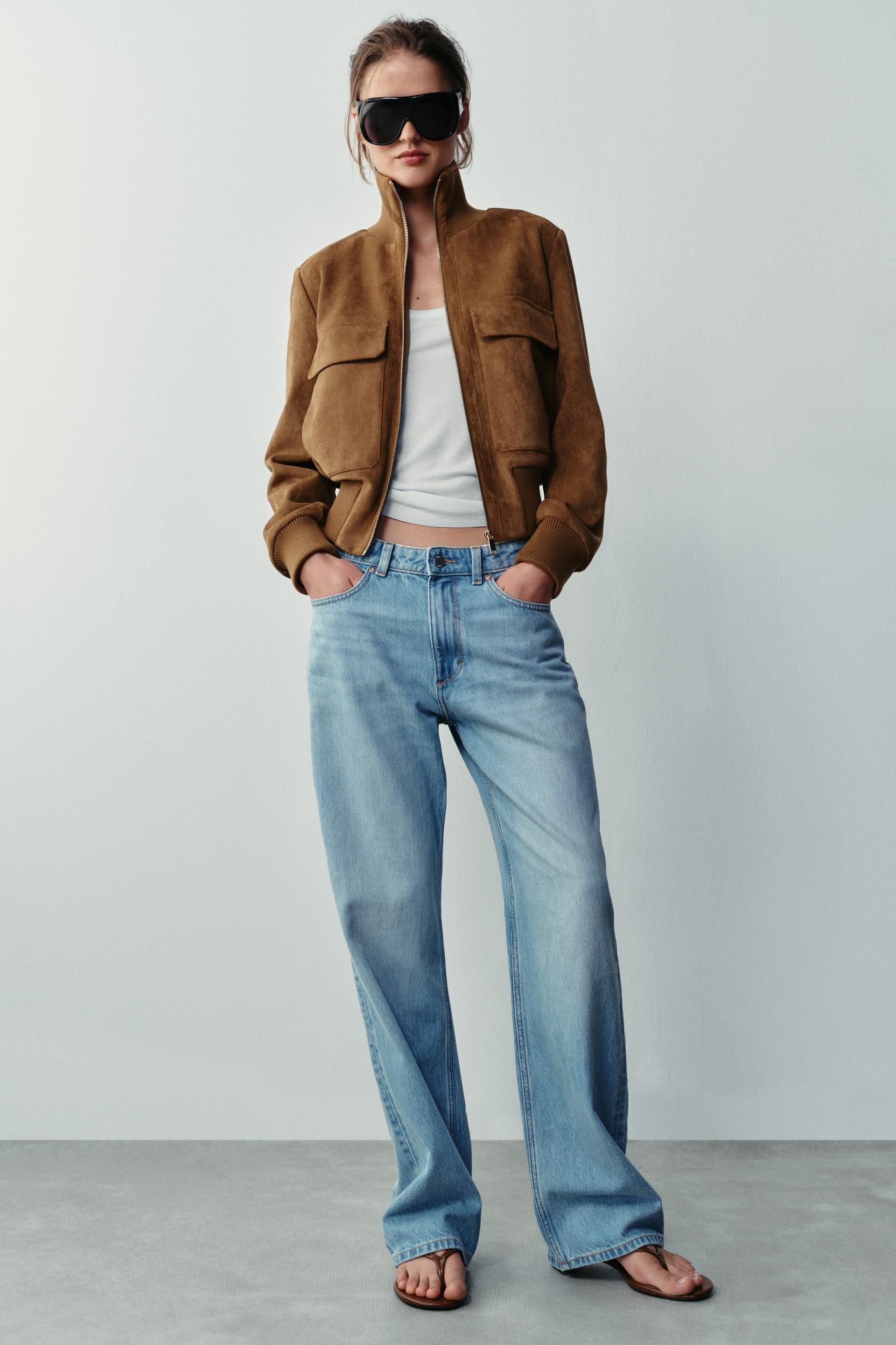 ZARA 페이크 스웨이드 봄버 재킷 - 샌드 3046/256/704