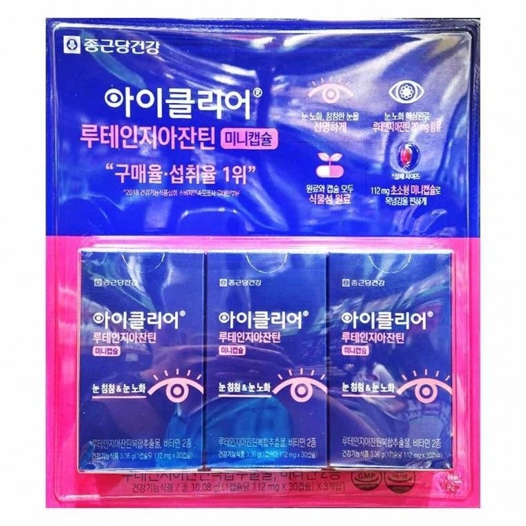 종근당건강 종근당 아이클리어 루테인지아잔틴 10.08g(112mg x30캡슐 x 3개압) 1개