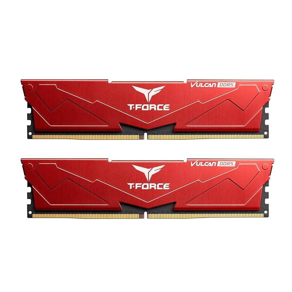 팀그룹 [해외] TEAMGROUP T-Force Vulcan DDR5 32GB (16GB 2개) 6400MHz (PC5-51200) CL32 데스크탑 메모리 모듈 램 600 700 시리즈 칩셋 XMP 3.0 레드 FLRD