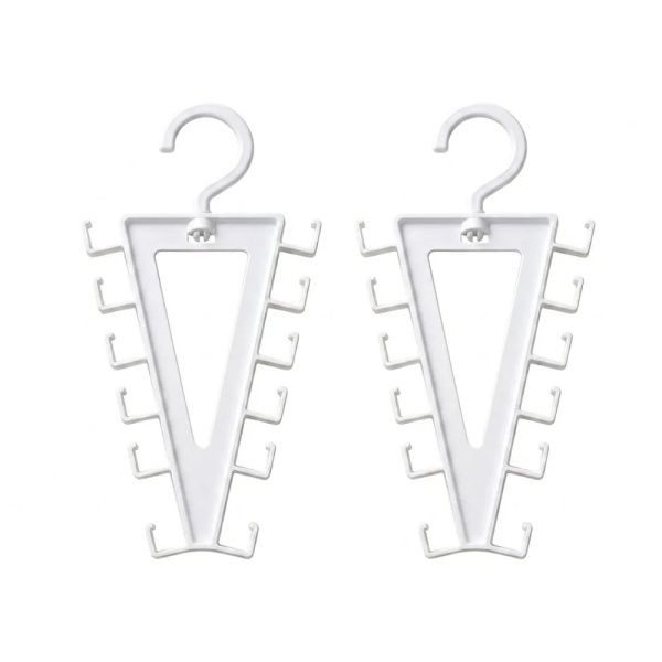 2개 1세트, 12 고리가 달린 V자형 옷걸이, 미끄럼 방지 기능, 회전 가능, 모자 보관용, 공간 절약, 양면 사용, 가정용