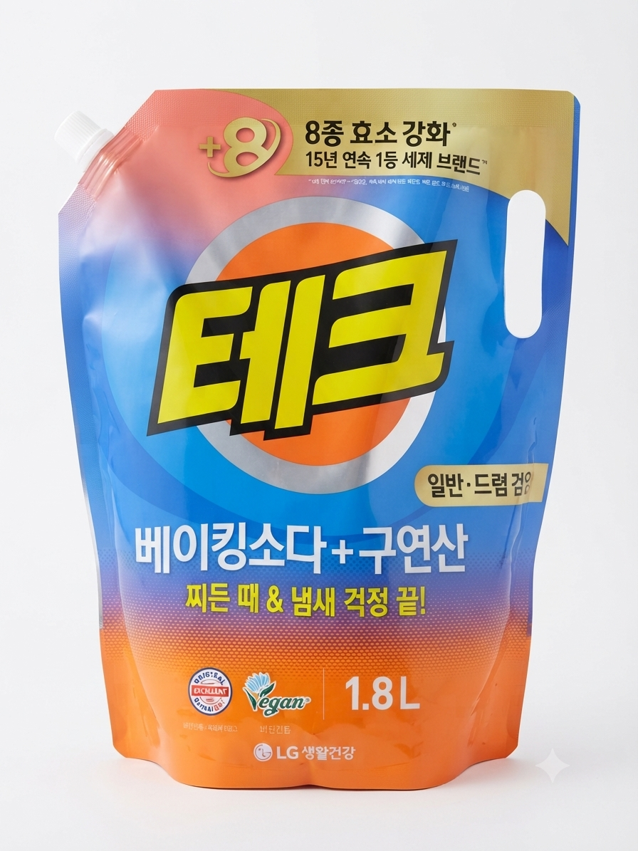 테크 베이킹소다 구연산 액체세제 1.8L 4개 일반 드럼 겸용 대용량