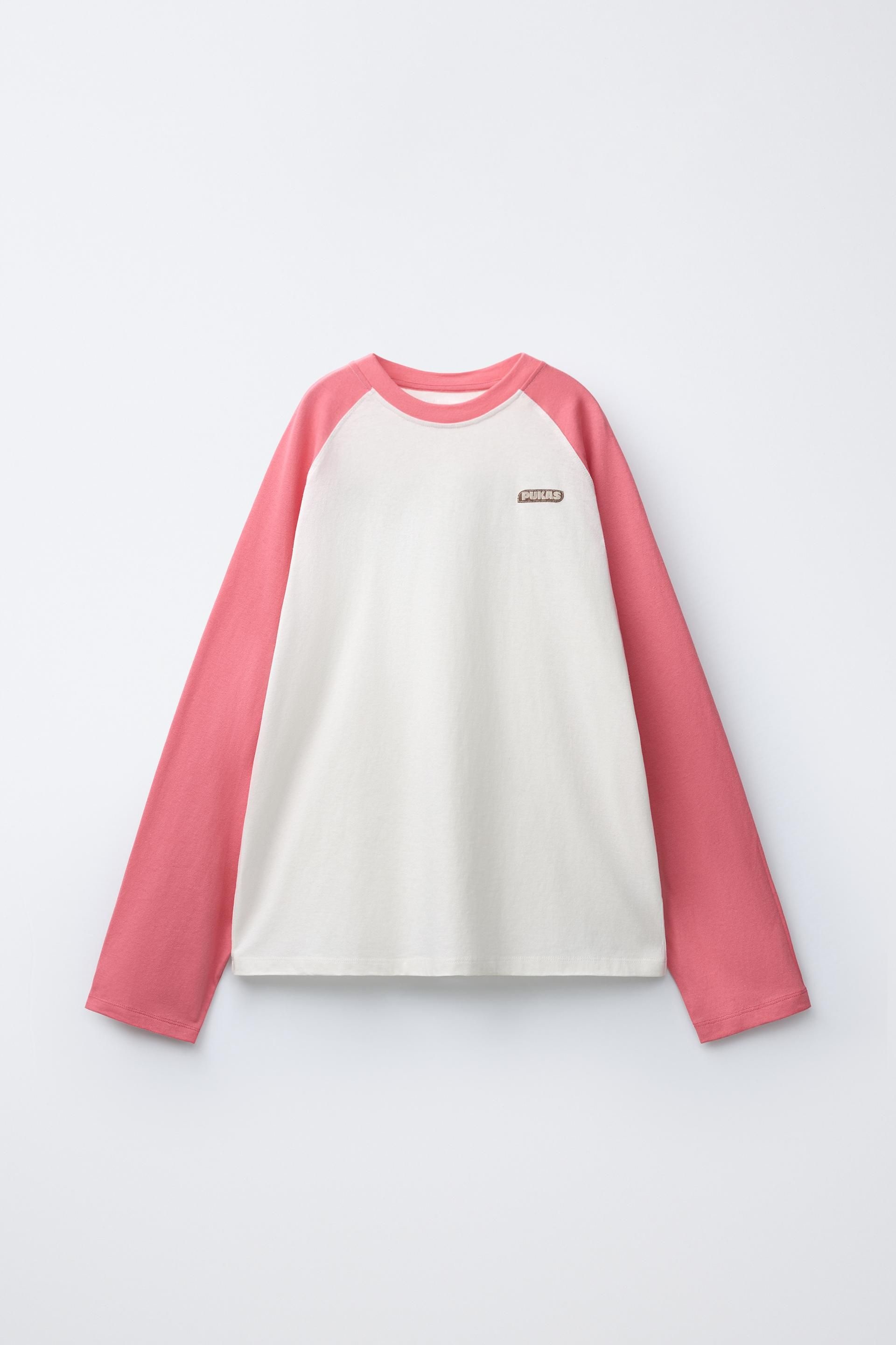 ZARA ZARA 자라 푸카스 서프 래글런 티셔츠 - 로즈핑크 화이트 5431893046 XSX782 RAX606