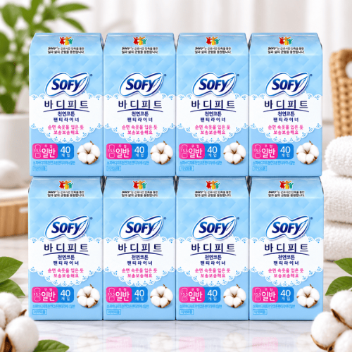 쏘피 바디피트 천연코튼 라이너 일반 40개입 x 8팩 무향 총320개