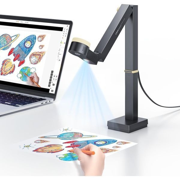 CZUR [해외] CZUR Fancy S Pro 12MP USB 문서 카메라 교사용 마이크와 LED 조명이 있는 4K 웹캠 최대 60fps 자동 초점 원격 교육 라이브