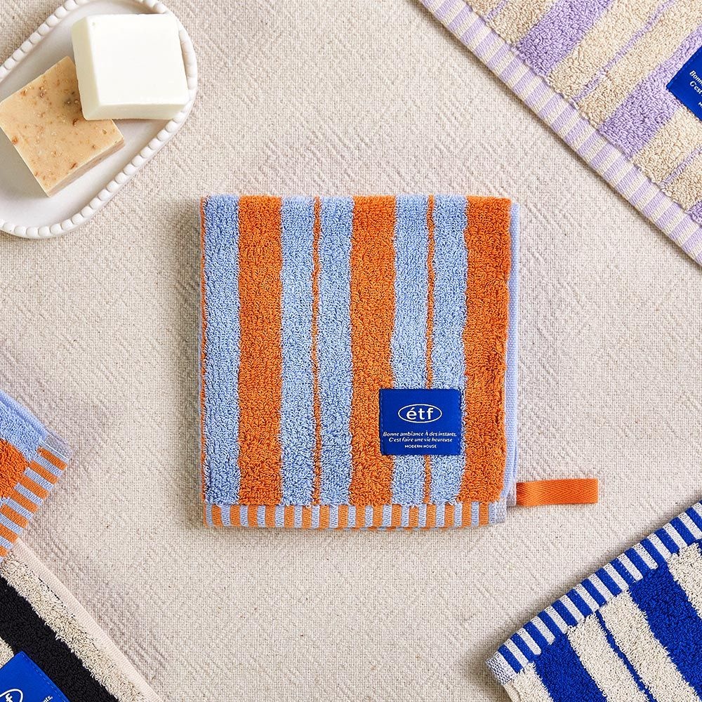 ETF 더블 스트라이프 핸드타월 ORANGE 34X34cm 65g [BG0125062]