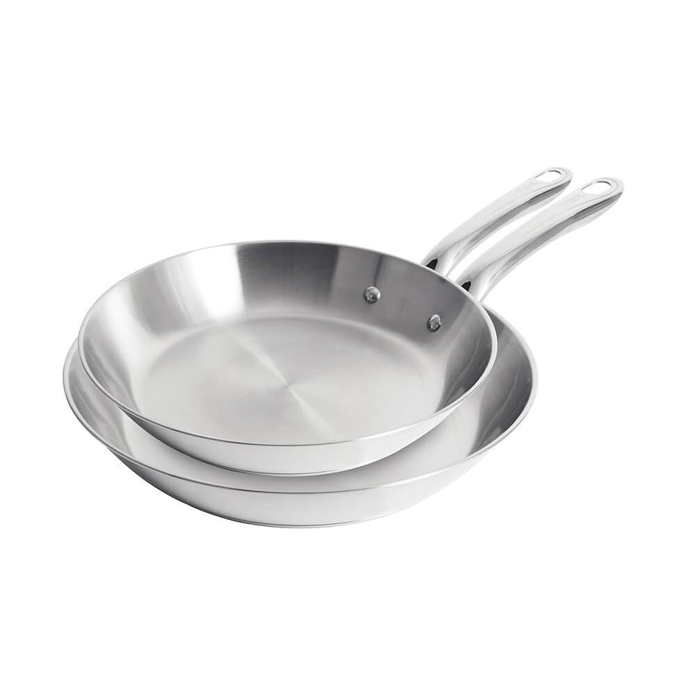 T-Fal [해외] T-Fal Gourmet 27.9cm(11인치) 및 30.5cm(12인치) 스테인리스 스틸 팬 세트, 인덕션 호환, 식기 세척기 사용 가능, 260°C(500°F