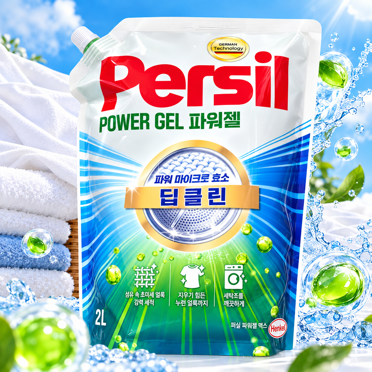 [오늘출발] 퍼실 파워젤 딥클린 일반 드럼 겸용 리필 2L X 6개