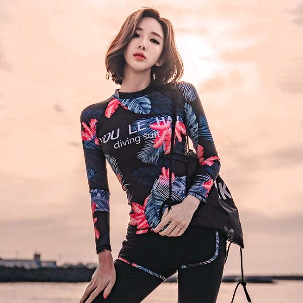 [후르츠라이] (빠른출고)M~XL 세레나데 쓰리피스 여성래쉬가드 빅사이즈 레쉬가드세트 여자수영복