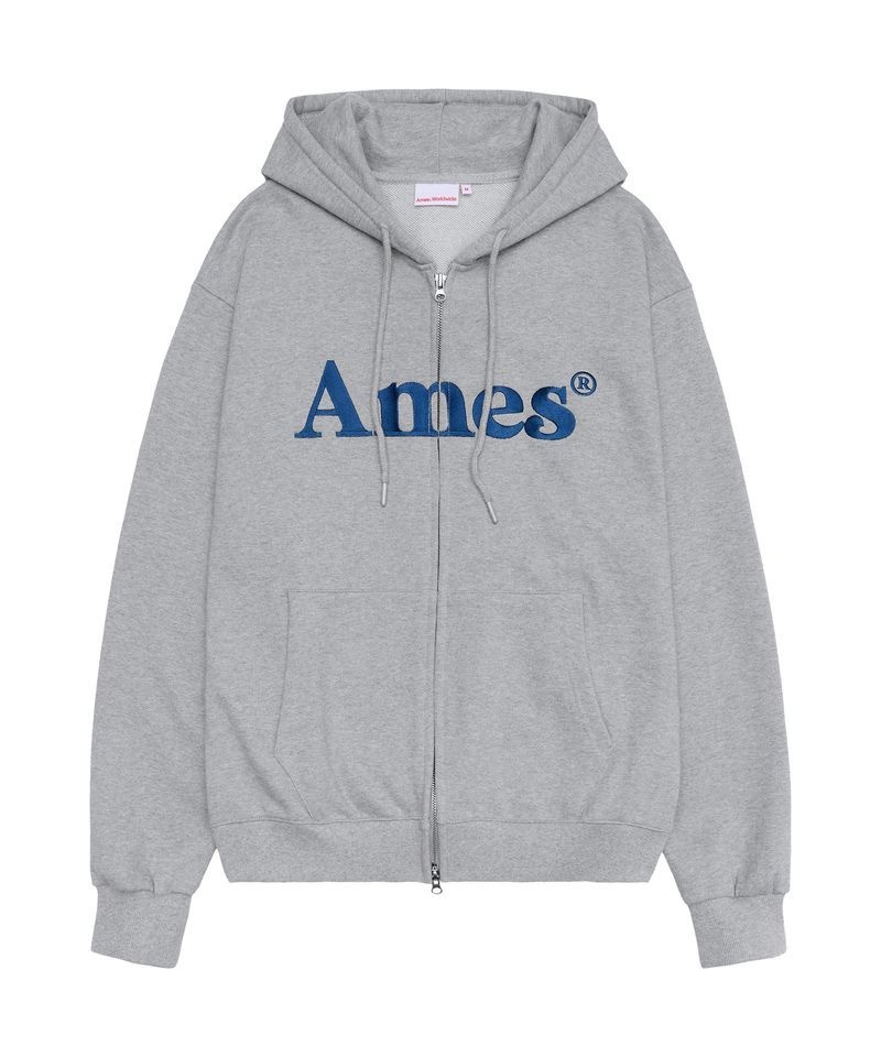 아메스월드와이드 BASIC LOGO HOODIE ZIP UP GREY