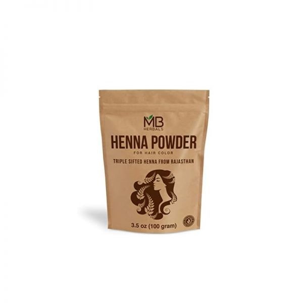 MB 허벌스 100% 순수 천연 헤나 파우더 100g / 3.5oz (염색용) 자연스러운 오렌지 레드 헤어 컬러 3중 체질 무방부제