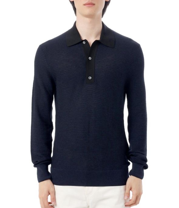 TOMFORD 와플 니트 울 폴로 셔츠 KPL040 YMW092 XLBNA 4133917