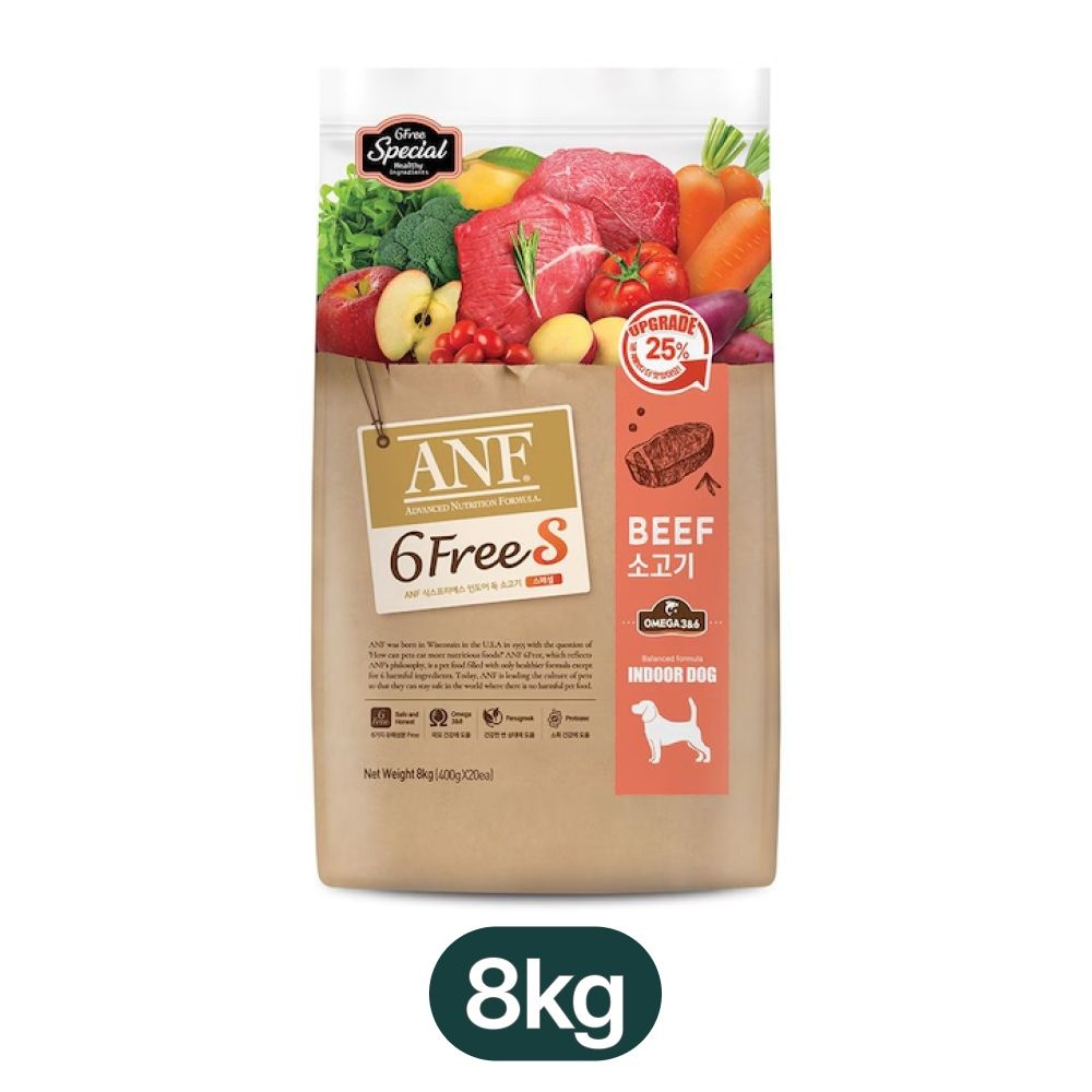 ANF 식스프리 에스 소고기 8Kg 인도어 독 반려견 강아지 피부 사료 6FREE S