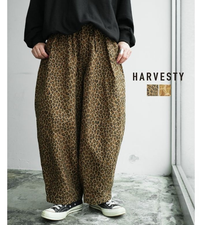 [해외] 하베스티 HARVESTY 26AW 백 새틴 레오파드 카모플라주 서커스 팬츠 A12615
