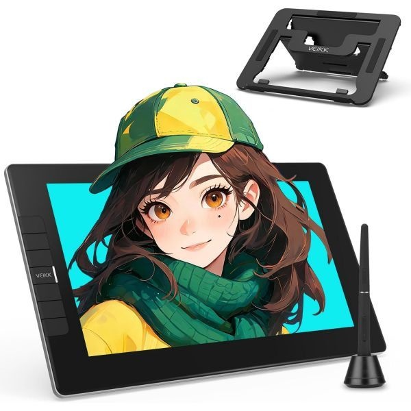 VEIKK [해외] VEIKK VK1200 드로잉 태블릿 11.6인치 풀 라미네이트 스크린 6개의 단축키 8192단계 레벨 조절이 가능한 배터리 스타일