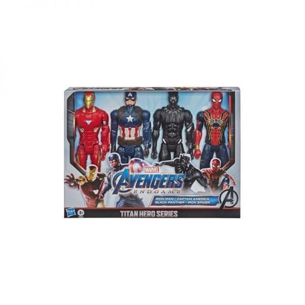 MARVEL THE AVENGERS [해외] Marvel Avengers Endgame Titan Hero Series 12 Action Figures Captain America, Iron Spider, Black Panther, and Man (4 Figures) 448658