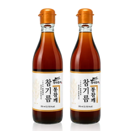 [APP전용] 100% 통참깨 통들깨 고소한 금방아 참기름 350ml + 참기름 350ml